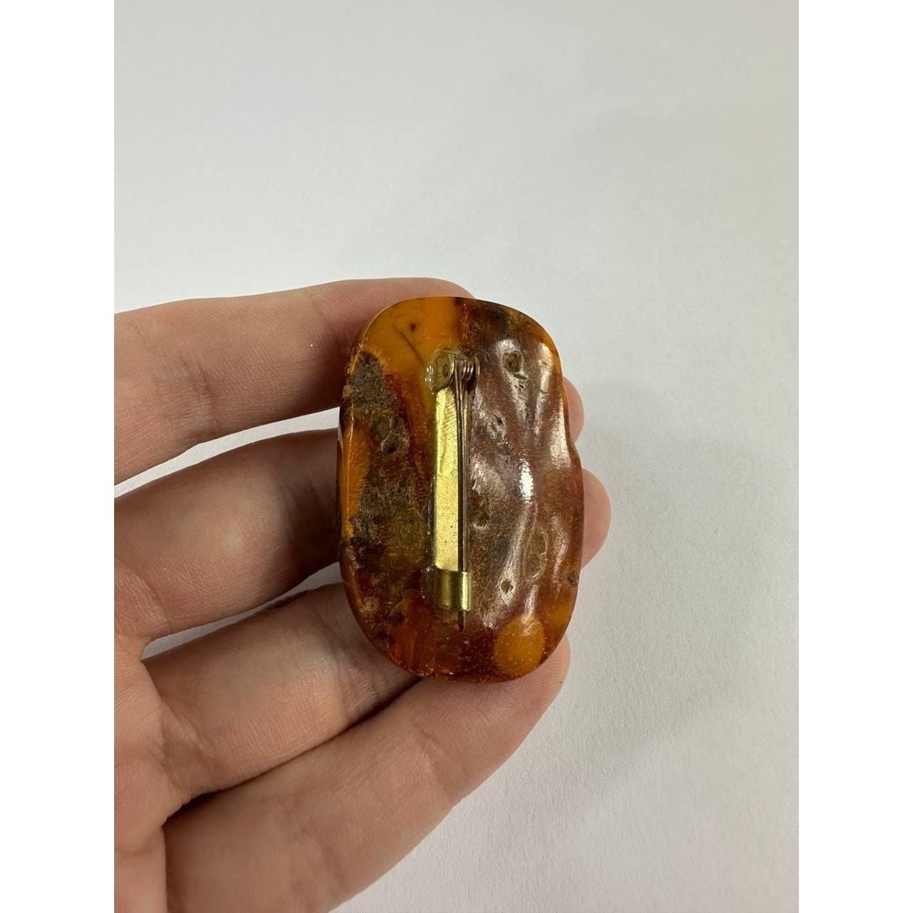 Vintage Natural Amber Statement Brooch Pin Warm Honey Brown 12g - Picture 5 of 8